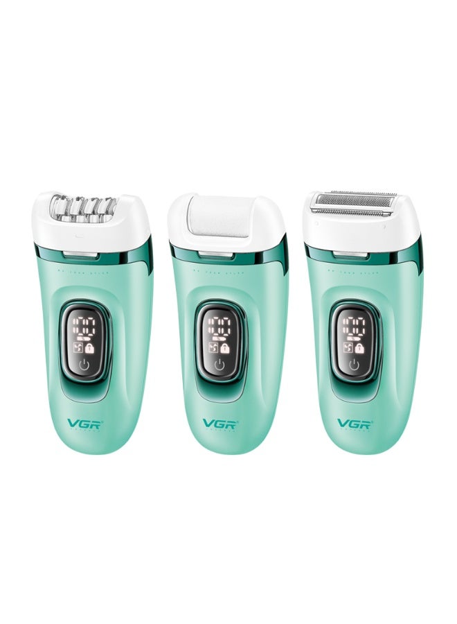 في جي آر VGR V-762 ماكينة حلاقة نسائية قابلة لإعادة الشحن 3 في 1 – إزالة الشعر الرطب والجاف برؤوس متعددة الوظائف - Image 4