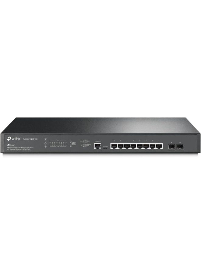 تي بي لينك JetStream 8-Port 2.5GBASE-T and 2-Port 10GE SFP+ L2+ Managed Switch with 8-Port PoE+ Black - Image 1