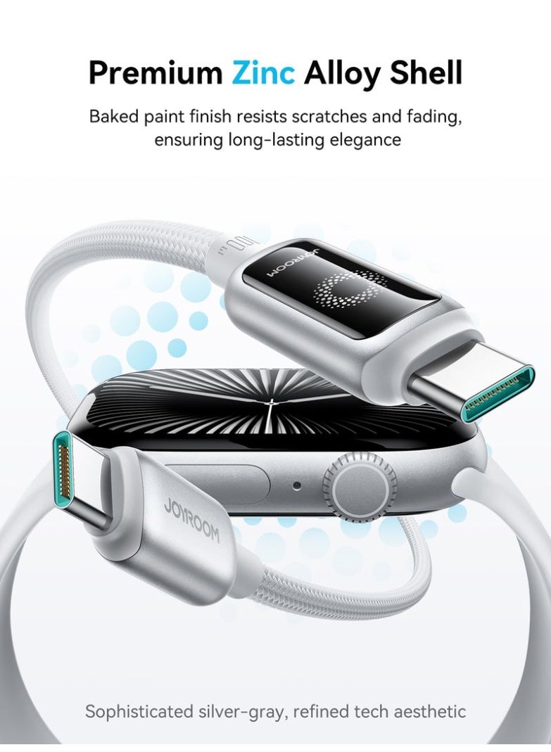 JOYROOM StarLight Series 100W USB-C to USB-C Fast Charging Cable – 1.2m, Auto Power-Off Smart Chip USB C TO C, Zinc-Alloy Connectors, 48-Strand Braided Nylon, V-1 Flame Retardant, High-Speed Data, Durable 10k+ Plug Life - Engineered for your Phone's Safety Galaxy Black - Image 5