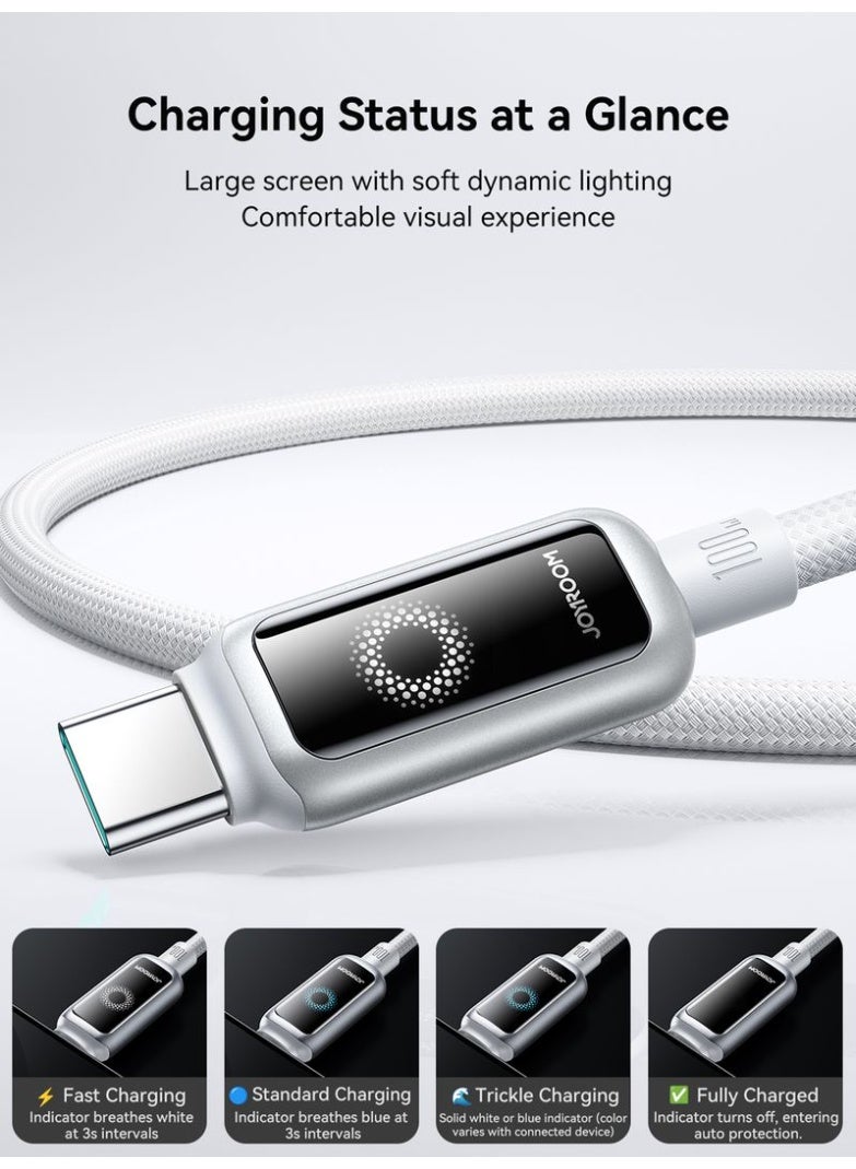 JOYROOM StarLight Series 100W USB-C to USB-C Fast Charging Cable – 1.2m, Auto Power-Off Smart Chip USB C TO C, Zinc-Alloy Connectors, 48-Strand Braided Nylon, V-1 Flame Retardant, High-Speed Data, Durable 10k+ Plug Life - Engineered for your Phone's Safety Galaxy Black - Image 4