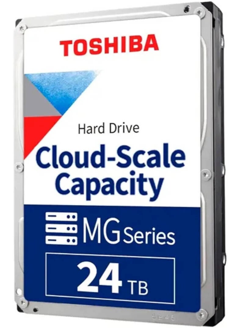 Toshiba MG11ACA24TE 24 TB 3.5″ Enterprise HDD, SATA III 6 Gb/s, 7200 RPM, 1 GiB Cache, Helium-Sealed 10-Disk, CMR (512e/4Kn), 550 TB/yr Workload, MTBF 2.5 M hrs, 24×7 Data-Centre Grade 24 TB