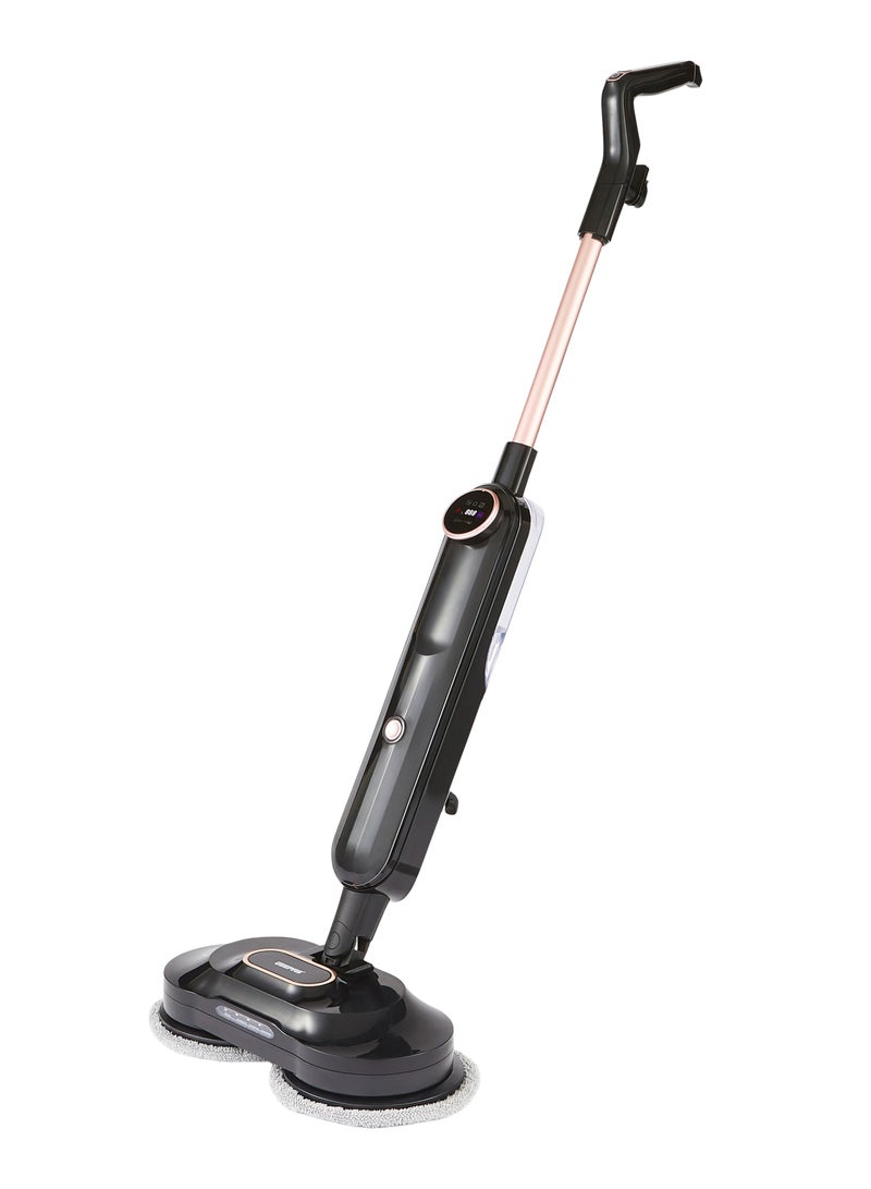 GEEPAS Digital Steam & Scrub Floor Mop 540 ML Tank |1380 W 25g/min Steam Output | Twin Rotating Pads, LED Display & Headlight | GSC63077UK Black 1380 W GSC63077UK Black - Image 1