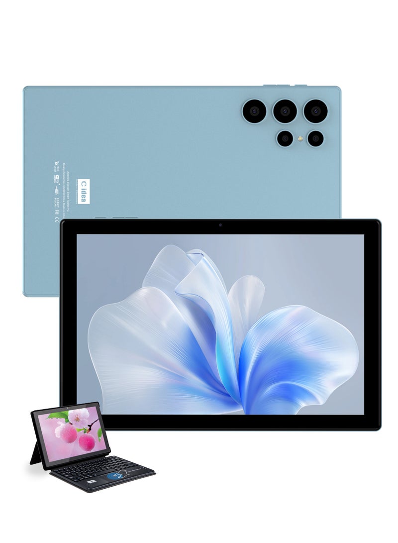 C idea CM9000 Ultra 10-Inch Incell Smart Tablet with Touch-Sensitive Keyboard 8GB RAM 1TB ROM Dual Camera Single SIM 5G LTE Wi-Fi GPS Android 15 Tablet For Students – Blue - Image 1