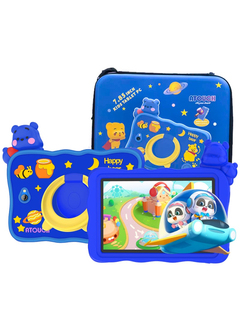 ATOUCH 7.85-inch Incell Screen Kids Smart Learning Tablet KC64 Plus 12GB RAM 256GB ROM Dual Sim 5G Network Built-in 360° Stand with Silicone Case And Portable Bag - Blue - Image 1