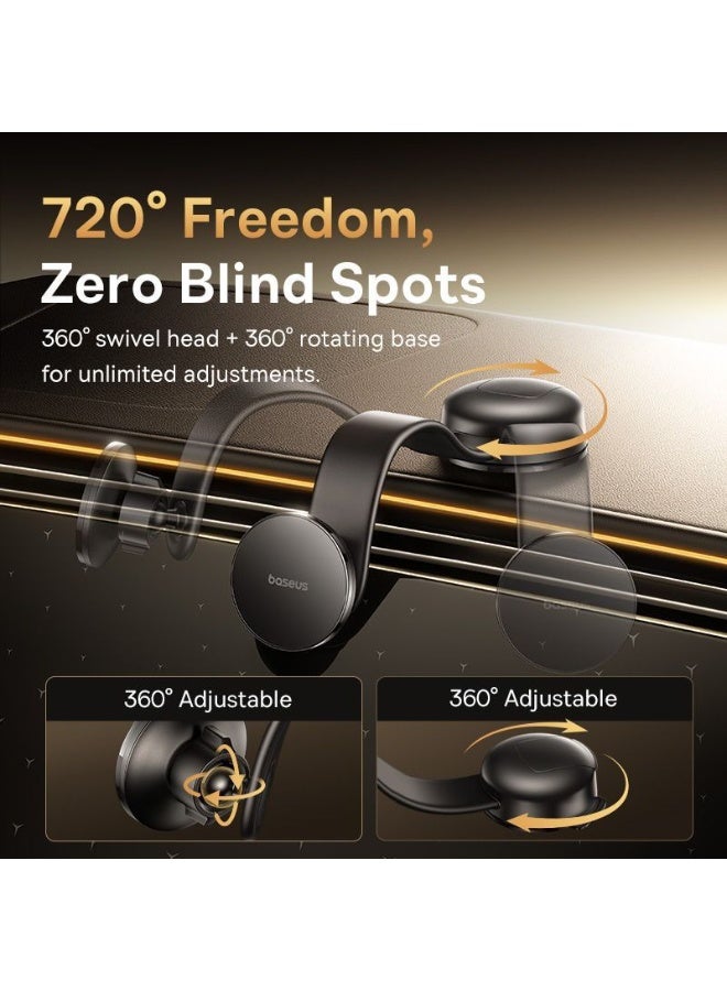 Baseus OS-Baseus PrimeTrip C02 Magnetic Car Mount – Strong Suction Cup Phone Holder, 360° Rotation, Universal Compatibility, Cosmic Black – Secure Hands-Free GPS & Calls for Dashboard/Windshield Grey - Image 5