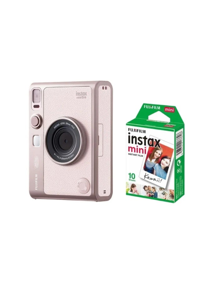 Fujifilm Instax Mini Evo Camera with 10 Sheets Film (Gentle Rose) - Image 1