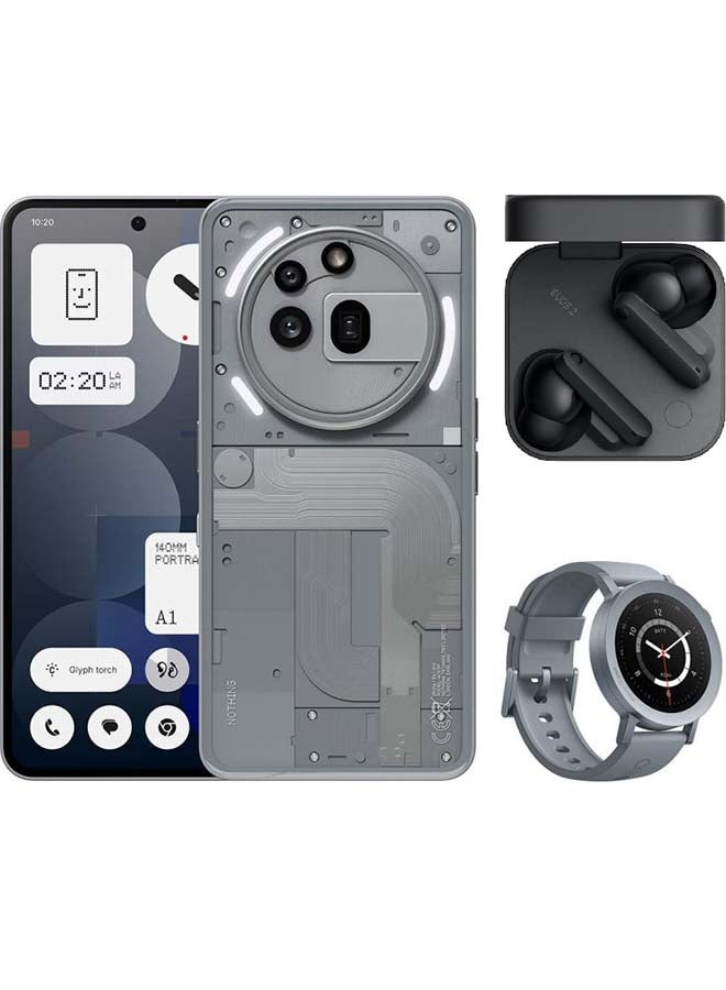 Nothing Phone 3a Pro 5G Dual SIM Grey 12GB RAM 256GB With CMF Buds 2 And CMF Watch Pro 2  - Middle East Version