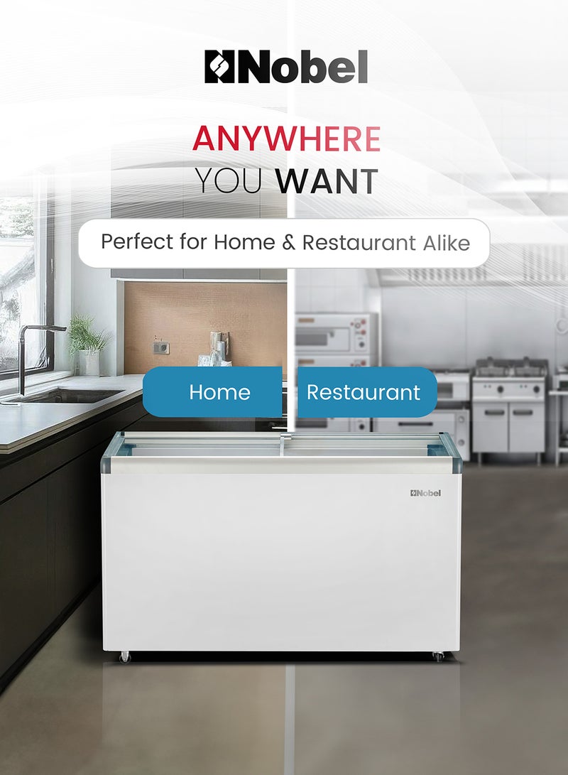 Nobel 600L Gross / 406L Net Capacity Sliding Door Freezer Double Glass Sliding Doors, Quick Cooling, Adjustable Thermostat, R290 Refrigerant, LED Light, Lock & Key, Wheels - NSC600 (1 Year Warranty) 600 L 400 W NSC600 white - Image 3