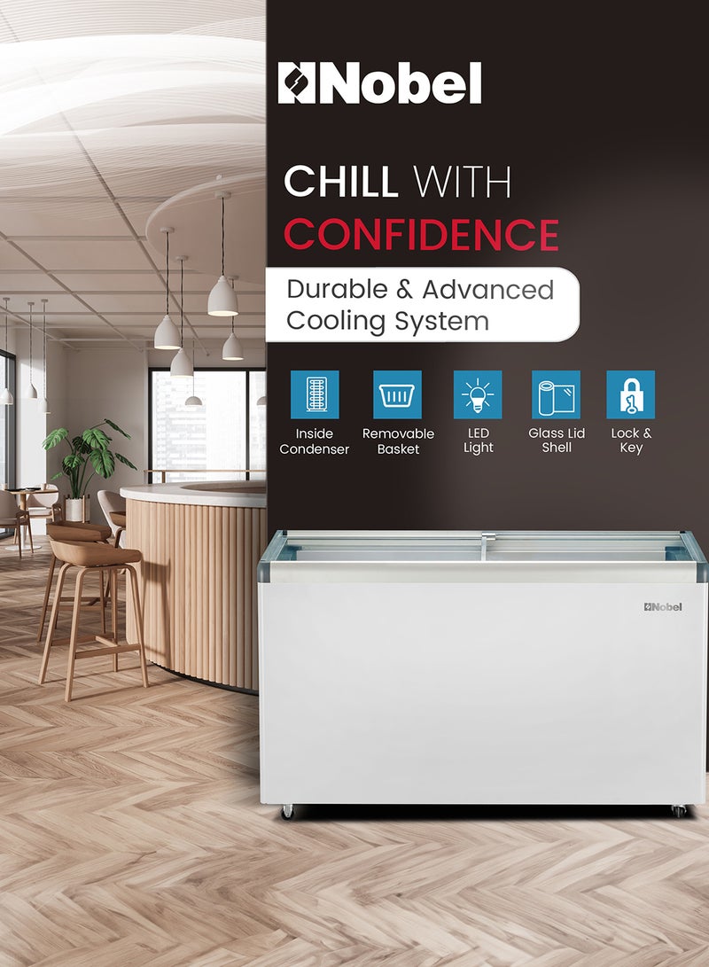 Nobel 600L Gross / 406L Net Capacity Sliding Door Freezer Double Glass Sliding Doors, Quick Cooling, Adjustable Thermostat, R290 Refrigerant, LED Light, Lock & Key, Wheels - NSC600 (1 Year Warranty) 600 L 400 W NSC600 white - Image 2