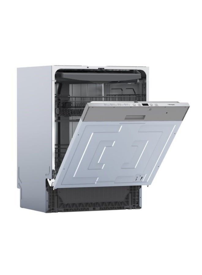 بومباني غسالة صحون مدمجة 60 سم بسعة 14 إعداد، 8 برامج غسيل، تجفيف تلقائي، وظيفة تحميل نصف، حوض من الفولاذ المقاوم للصدأ، أمان أكواستوب، 3 مستويات سلة وسلة للأدوات – BO5171N (ضمان سنة واحدة) - Image 1