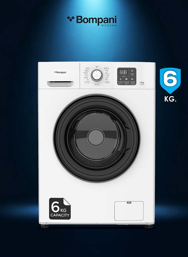 Bompani 6Kg Front Load Washing Machine with BLDC Inverter Motor 1200RPM, LED Display, 16 Wash Programs, High-Temperature Sterilization, Anti-Twist Technology, Energy Efficient – (1 Year Warranty) 6 kg 1600 W BI2876I white - Image 2