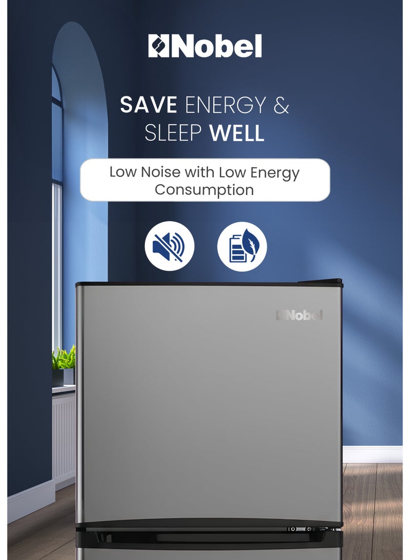 Nobel Double Door Refrigerator 190L Gross / 127L Net Mechanical Temperature Control, R600a Refrigerant, Recessed Handle, Inside Condenser, Dark Silver – NR190S (1 Year Warranty) 120 W NR190S grey - Image 4