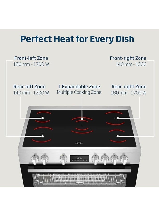 Admiral 90x60 cm Free-Standing Ceramic Electric Cooker – Premium Stainless Steel Frame, High-Efficiency Ceramic Hob, Electric Oven & Grill, Double-Layer Insulation, Auto-Ignition, Easy-Clean Design, Made in Turkey – Model ADVC9068VCTD ADVC9068VCTD black - Image 3