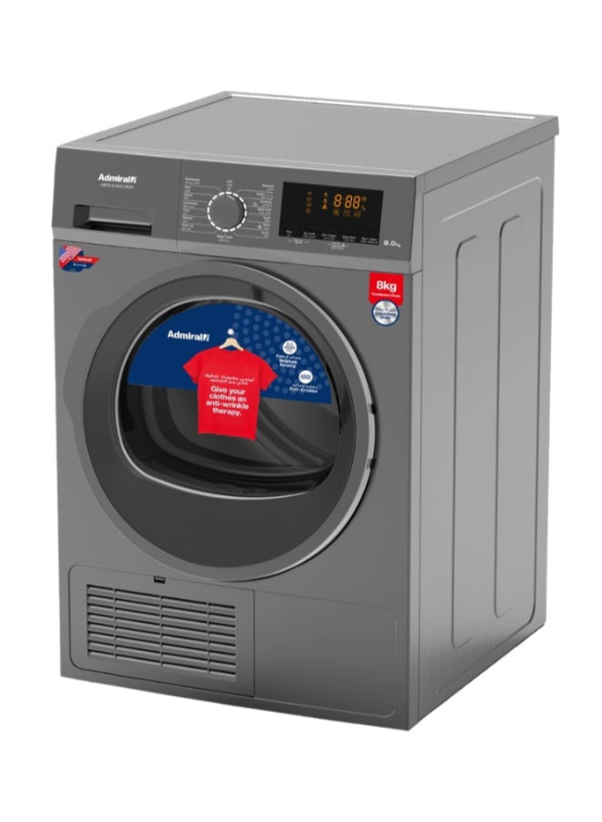 Admiral 8 kg Front Load Condenser Dryer – 15 Drying Programs, 650W Energy-Efficient Motor, Anti-Crease Function, Titanium Finish, Adjustable Dry Levels, Low Noise Operation, Easy-Clean Filter 8 kg ADFD810GCUSCP Grey - Image 2