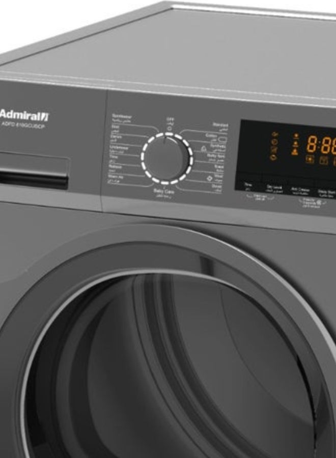 Admiral 8 kg Front Load Condenser Dryer – 15 Drying Programs, 650W Energy-Efficient Motor, Anti-Crease Function, Titanium Finish, Adjustable Dry Levels, Low Noise Operation, Easy-Clean Filter 8 kg ADFD810GCUSCP Grey - Image 3