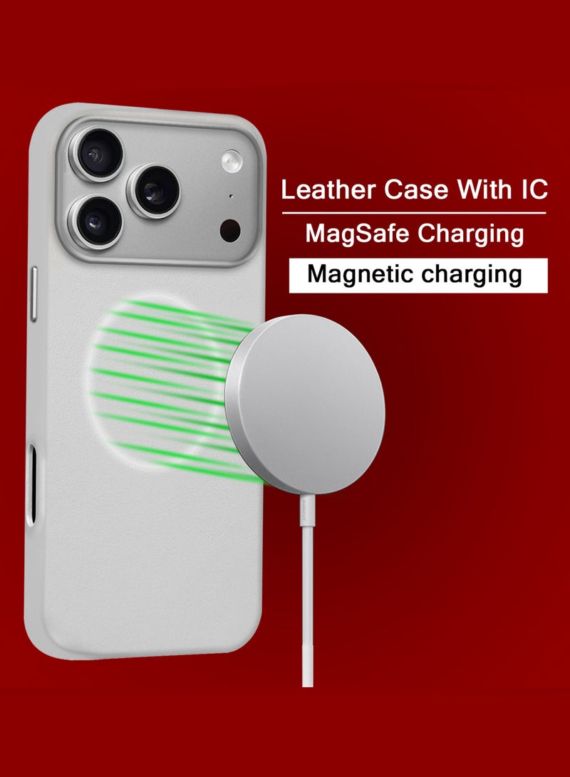 MARGOUN Leather Protective Case for iPhone 17 Pro Max - Shockproof - Matte - Anti-Slip - Waterproof - Sleek Design - Natural Titanium - Image 5