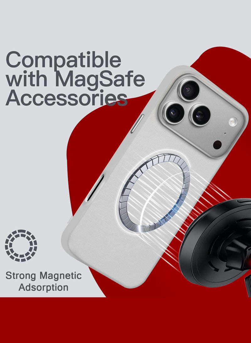 MARGOUN Leather Protective Case for iPhone 17 Pro Max - Shockproof - Matte - Anti-Slip - Waterproof - Sleek Design - Natural Titanium - Image 4