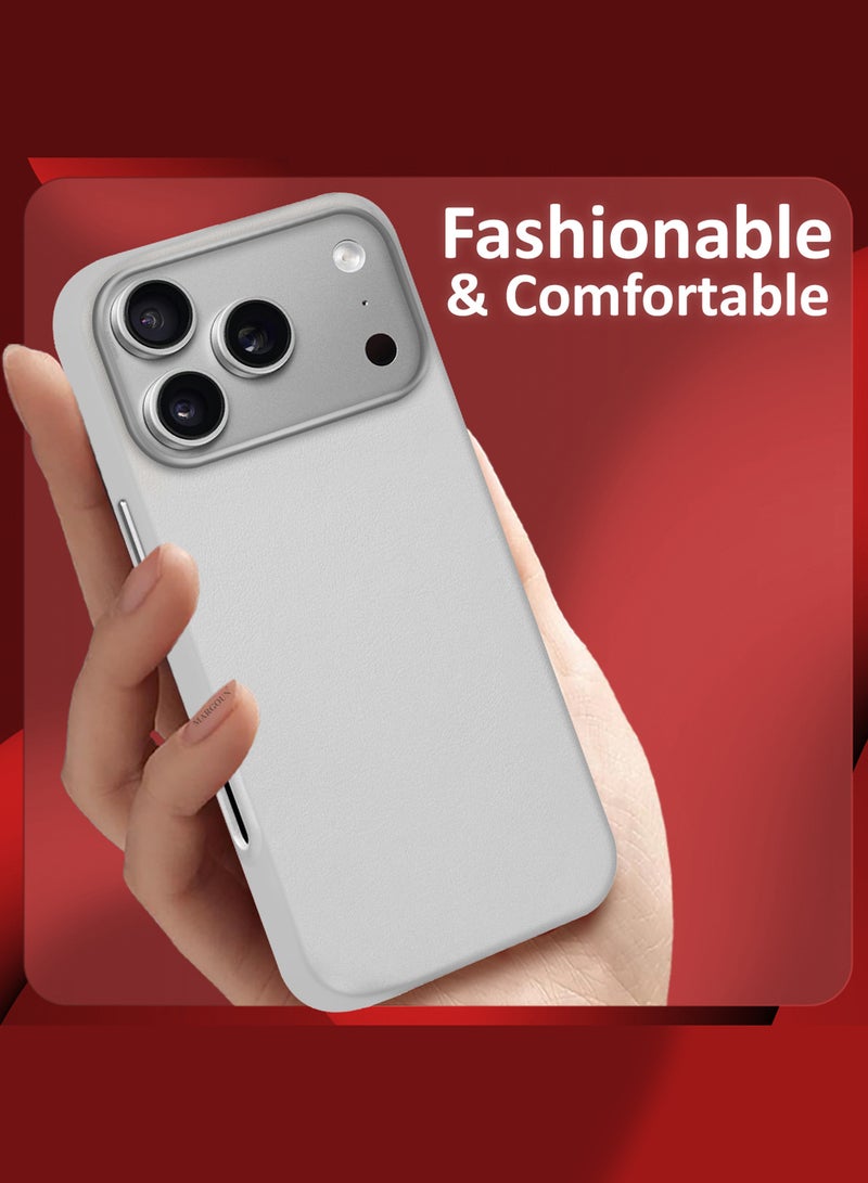 MARGOUN Leather Protective Case for iPhone 17 Pro Max - Shockproof - Matte - Anti-Slip - Waterproof - Sleek Design - Natural Titanium - Image 2