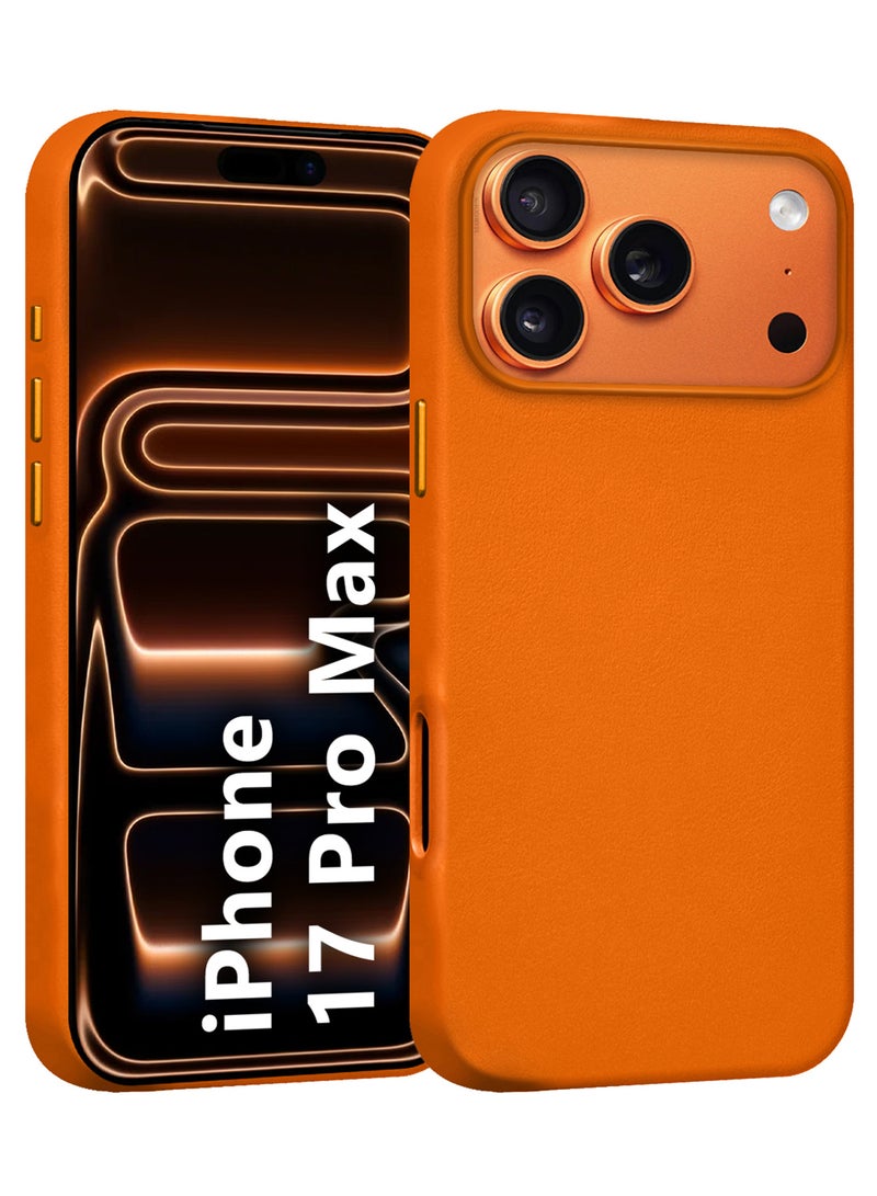 MARGOUN Leather Protective Case for iPhone 17 Pro Max - Shockproof - Matte - Anti-Slip - Waterproof - Sleek Design - Cosmic Orange - Image 1