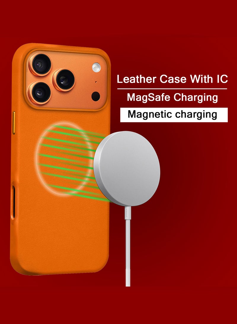 MARGOUN Leather Protective Case for iPhone 17 Pro Max - Shockproof - Matte - Anti-Slip - Waterproof - Sleek Design - Cosmic Orange - Image 5