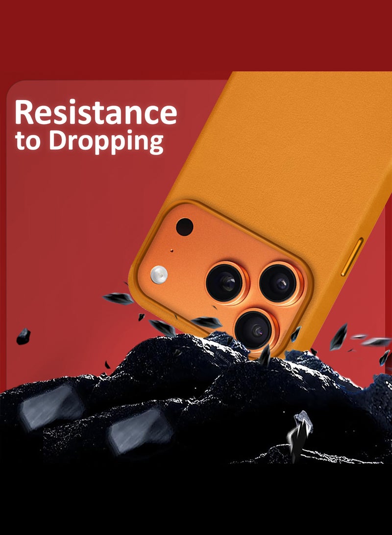 MARGOUN Leather Protective Case for iPhone 17 Pro Max - Shockproof - Matte - Anti-Slip - Waterproof - Sleek Design - Light Brown - Image 3