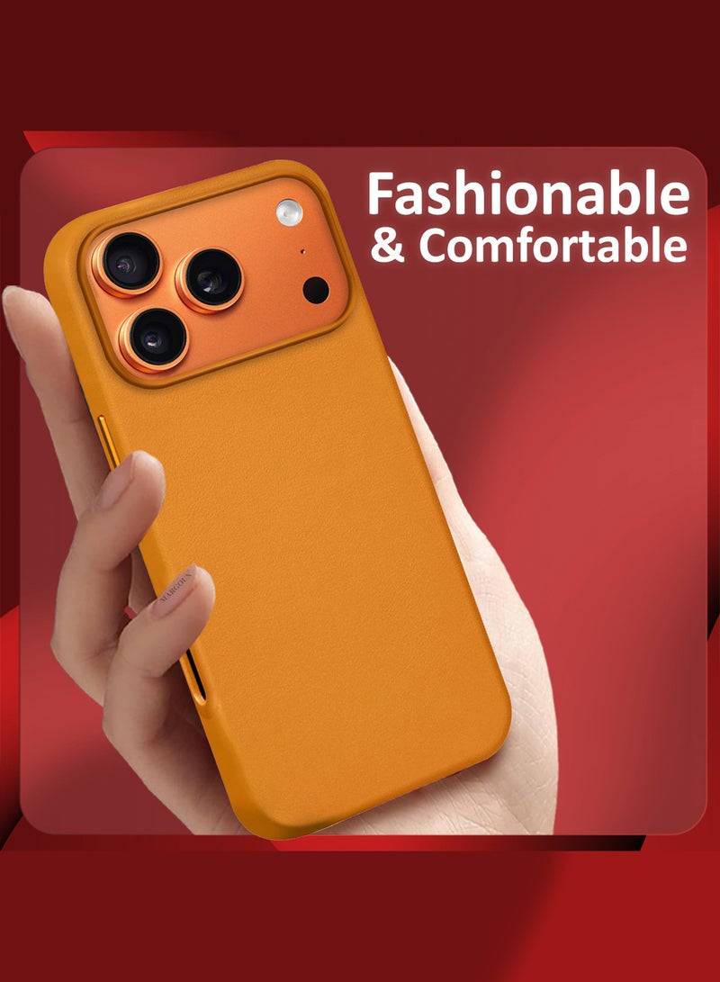 MARGOUN Leather Protective Case for iPhone 17 Pro Max - Shockproof - Matte - Anti-Slip - Waterproof - Sleek Design - Light Brown - Image 2