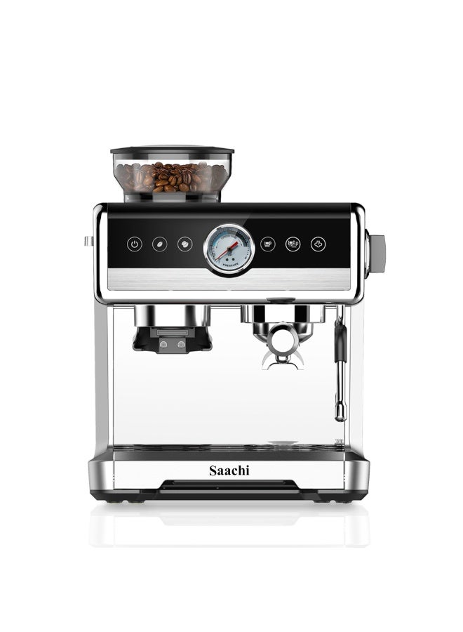 Saachi 20-Bar Espresso Coffee Maker with Built-In Grinder, 2.6L Water Tank, PID Temperature Control & Milk Frothing System 2.6 L 2250 W NL-COF-7069-ST Silver - Image 3