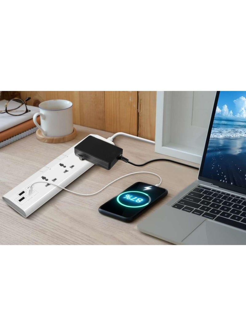 فيليبس كابل تمديد طاقة عالمي 3 طرق مع مفاتيح منفصلة (1.5م)، 4 منافذ USB (2 USB-C، 2 USB-A)، سلك ثقيل 3x1mm²، حماية من الحمل الزائد 2500 واط، فيوز 10 أمبير، معتمد من ESMA، قابس بريطاني - أبيض - Image 2