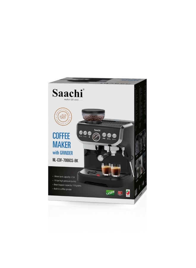 ساتشي صانعة قهوة إسبرسو سااتشي 19 بار مع مطحنة مدمجة، خزان ماء سعة 2 لتر، نظام تسخين ثيرمو بلوك ونظام رغوة الحليب - Image 4