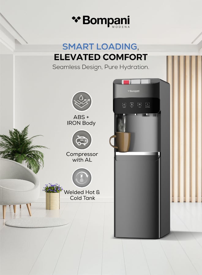بومباني موزع مياه ساخنة وباردة مع 3 صنابير | قفل للأطفال | تبريد بالكمبريسور | خزان ساخن وبارد ملحوم | أضواء مؤشر | 550 واط تسخين و90 واط تبريد – BWD305 (ضمان سنة واحدة) - Image 2