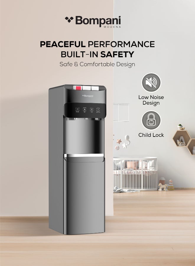 بومباني موزع مياه ساخنة وباردة مع 3 صنابير | قفل للأطفال | تبريد بالكمبريسور | خزان ساخن وبارد ملحوم | أضواء مؤشر | 550 واط تسخين و90 واط تبريد – BWD305 (ضمان سنة واحدة) - Image 5