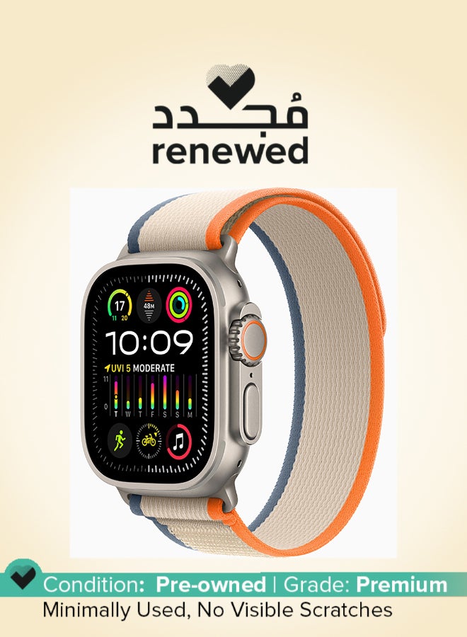 ابل  Renewed - Watch Ultra 2 GPS + Cellular, 49mm Titanium Case With M/L - Orange/Beige Trail Loop - Image 1