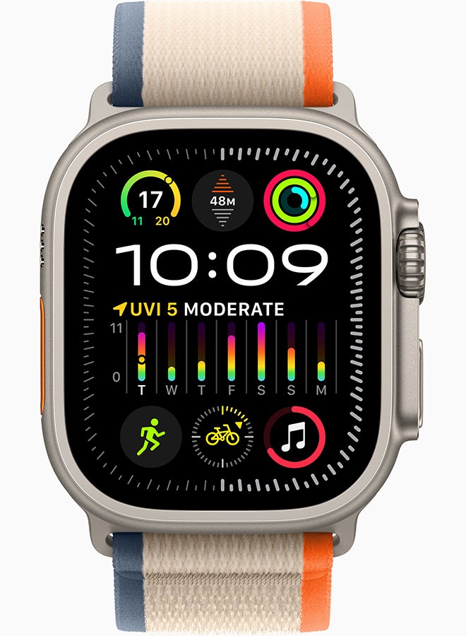 ابل  Renewed - Watch Ultra 2 GPS + Cellular, 49mm Titanium Case With M/L - Orange/Beige Trail Loop - Image 2