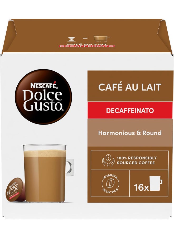 Nescafe Dolce Gusto Cafe Au Lait Decaffeinato 16 Coffee Capsules Unflavoured 160grams Single - Image 1