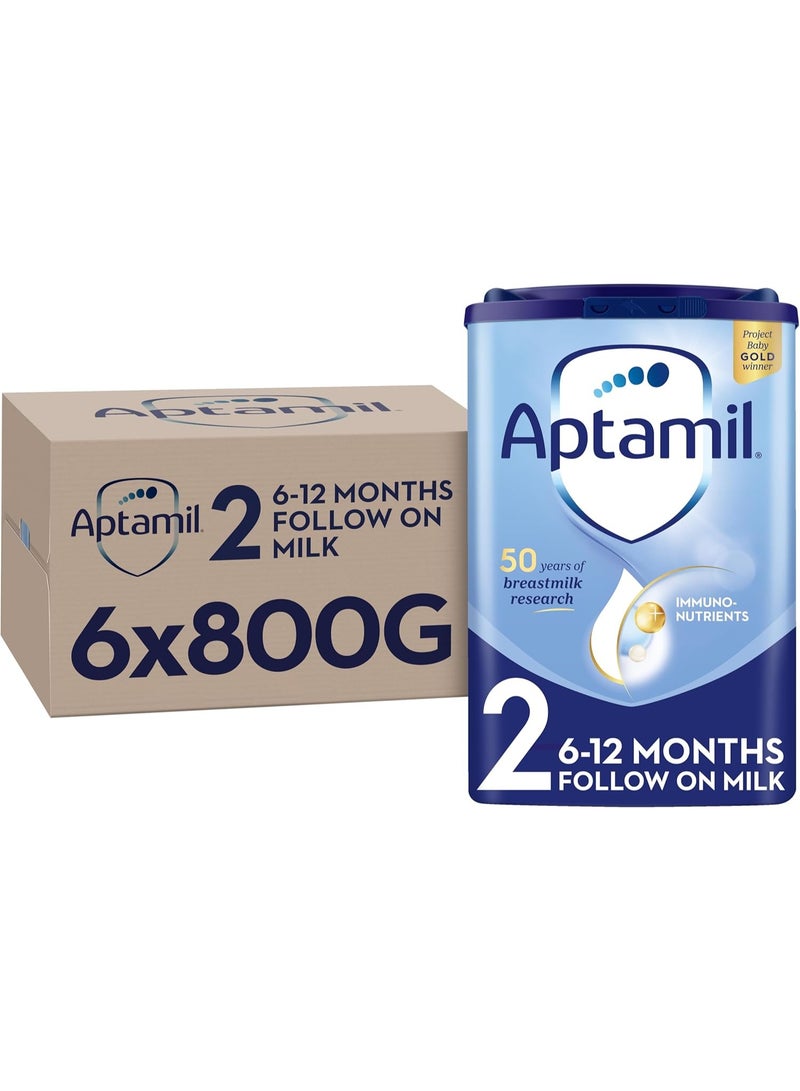 Aptamil Stage 2 Follow On Milk Powder Baby Formula 6-12 Months Natural Natural 4800grams Pack of 6 - Image 1