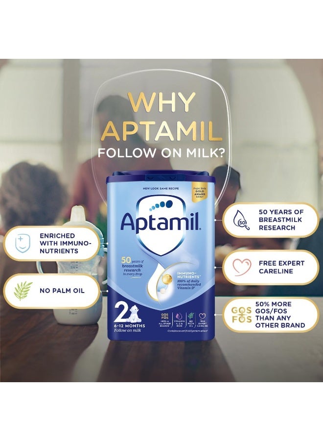Aptamil Stage 2 Follow On Milk Powder Baby Formula 6-12 Months Natural Natural 4800grams Pack of 6 - Image 3