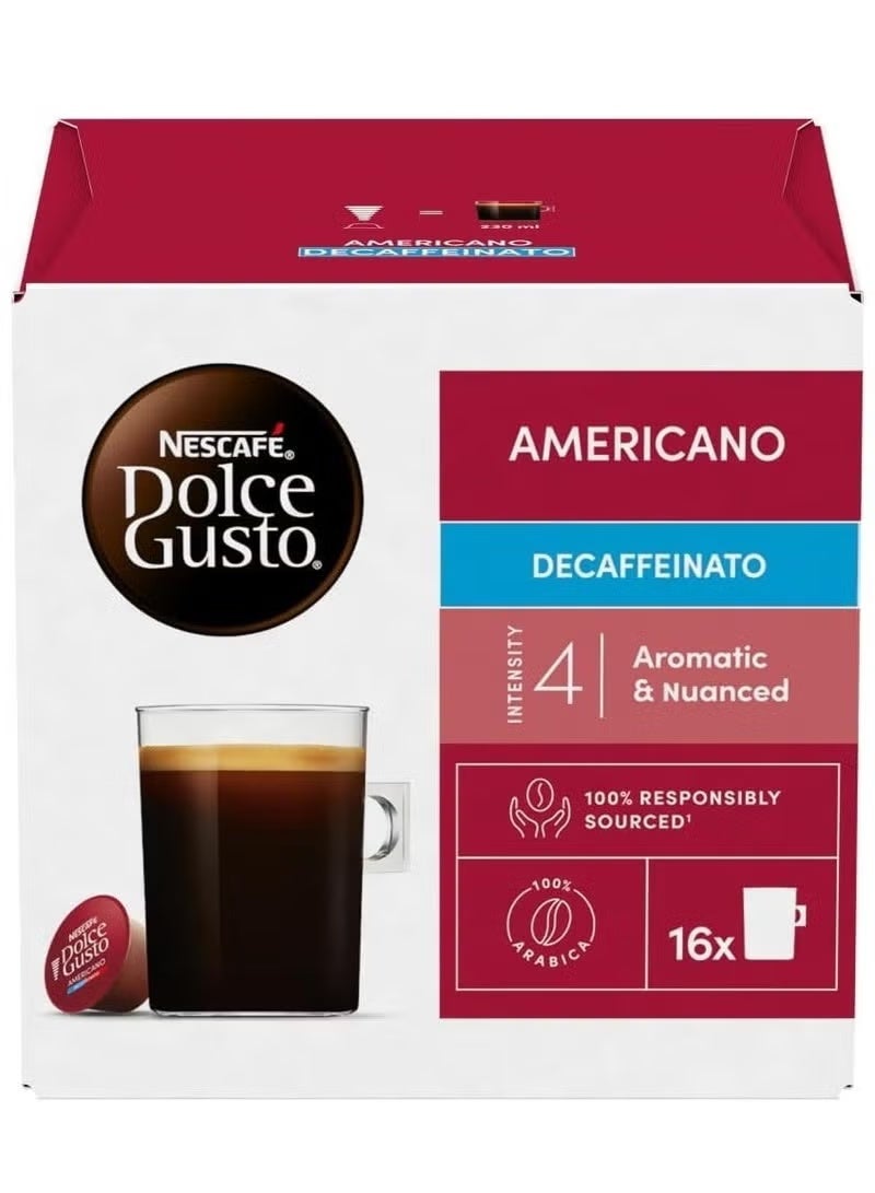 Nescafe Dolce Gusto Americano Decaffeinato 16 Coffee Capsules 128grams Single - Image 1