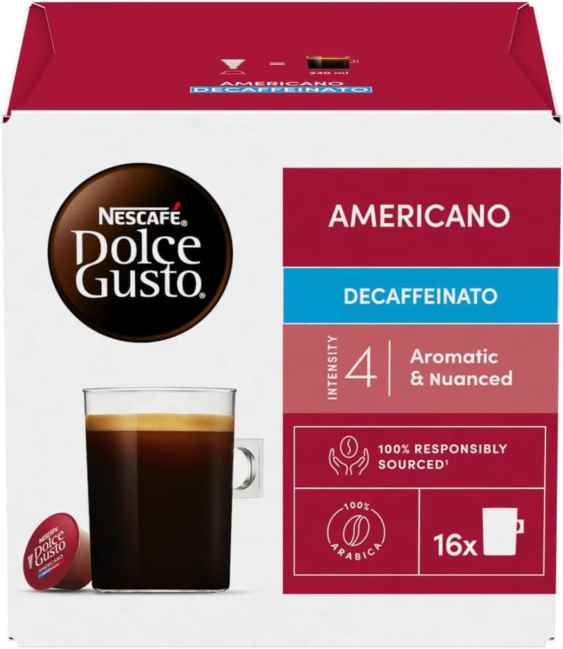 Nescafe Dolce Gusto Americano Decaffeinato coffee 16 Capsules Americano 384grams Pack of 3 - Image 2