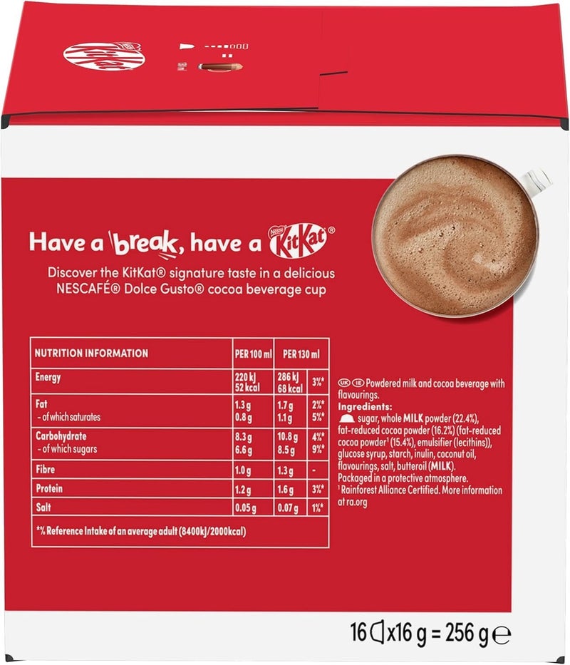 نسكافيه دولتشي غوستو كيت كات نكهات الكاكاو اللذيذة والويفر 16 كبسولة - Image 4