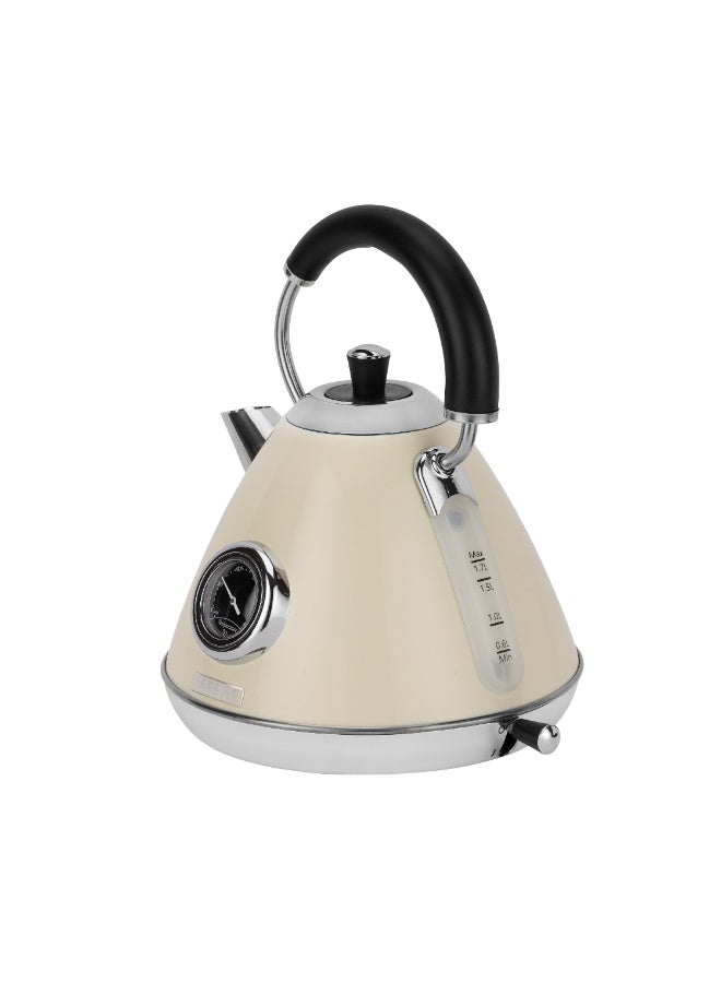 GEEPAS 1.7L Stainless Steel Cordless Kettle – Boil Dry Protection, Auto Switch-Off, Strix Controller, Detachable Filter, Temperature Gauge, 360° Rotational Base, Concealed Heating Element 1.7 L 3000 W GK38073UK-CR Cream - Image 3