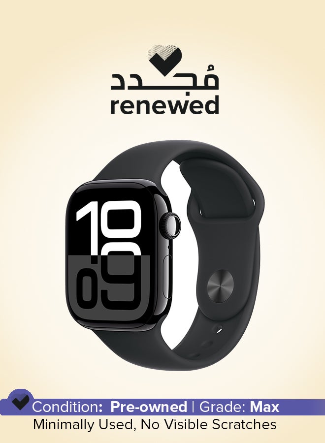 ابل  Renewed - Watch Series 10 GPS 46mm Jet Black Aluminium Case With Black Sport Band - Image 1