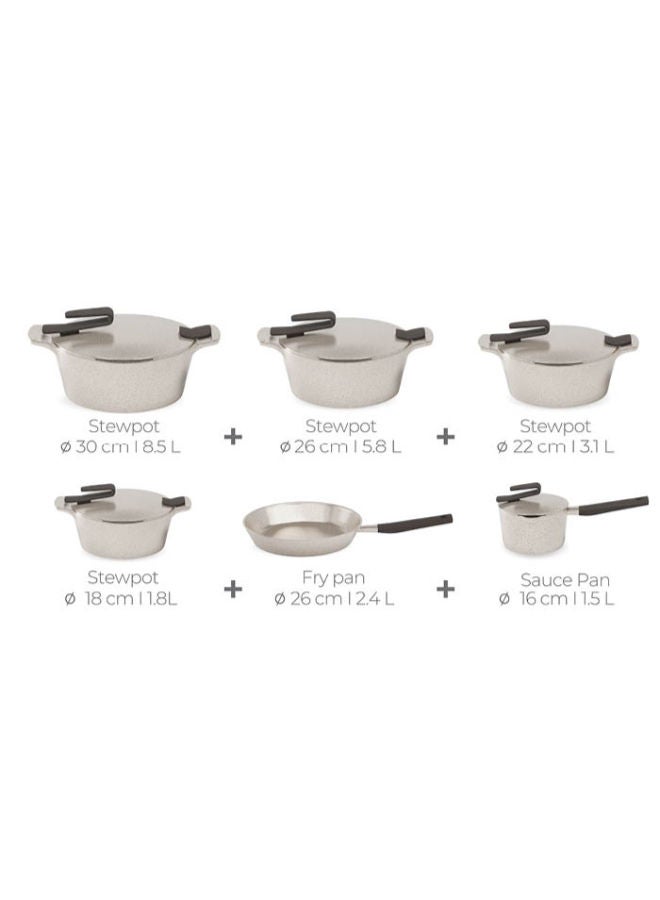 PYREX 11-Piece Granite Cookware Set , Artisan Beige Pyrex beige (18-22-26-30): 26 Frying Pan, 16cm - Image 2