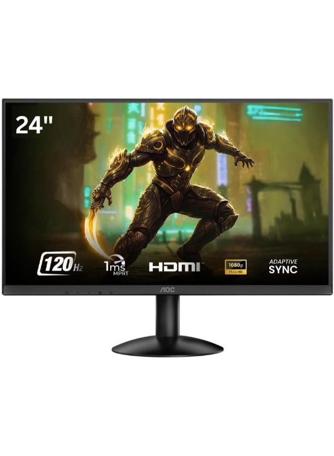 اي او سي شاشة ألعاب 24 بوصة، 24B30H3، 1920×1080 FHD IPS، 120Hz، 1ms MPRT، Adaptive-Sync، HDMI/VGA، تصميم بدون إطار من 3 جوانب، خالية من الوميض، وضع الأزرق المنخفض - Image 1