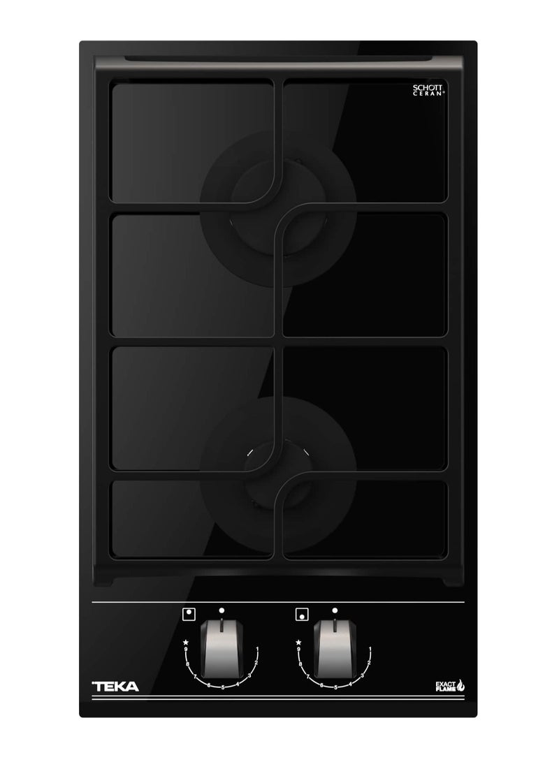 تيكا موقد غاز زجاجي مودولار GZC 32309 XB مع شبكات حديد زهر Exact Flame ومنطقتين للطهي - صنع في أوروبا - Image 1