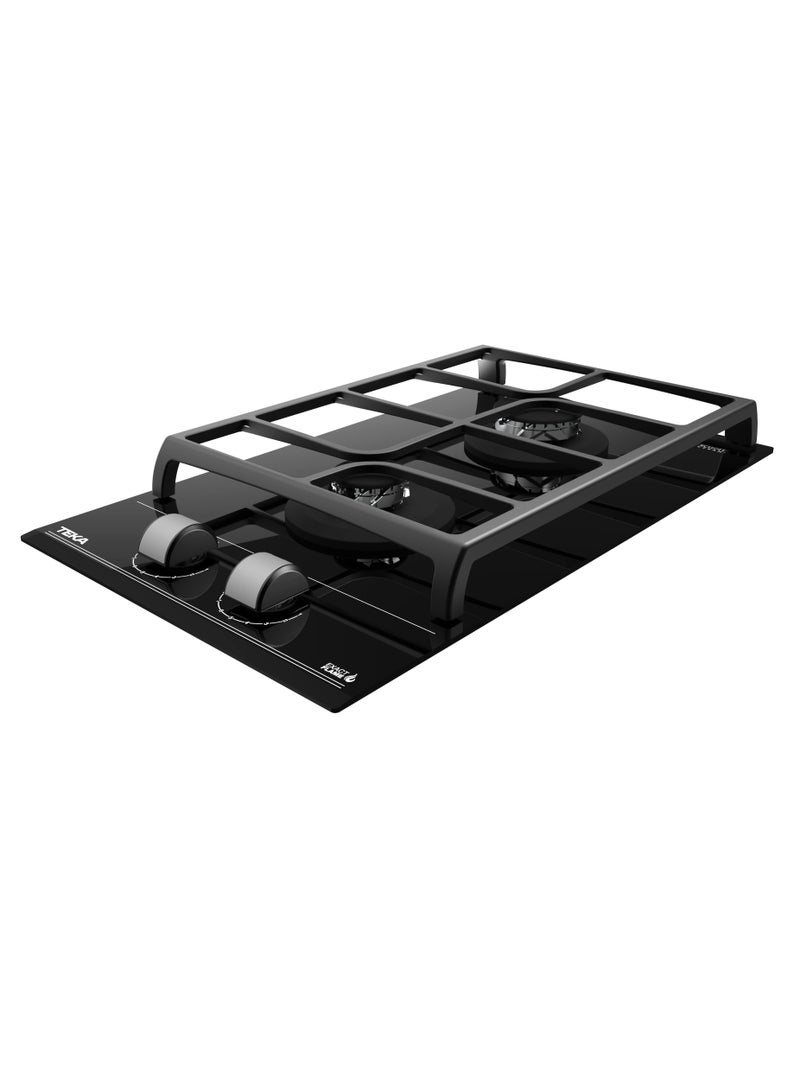 تيكا موقد غاز زجاجي مودولار GZC 32309 XB مع شبكات حديد زهر Exact Flame ومنطقتين للطهي - صنع في أوروبا - Image 2