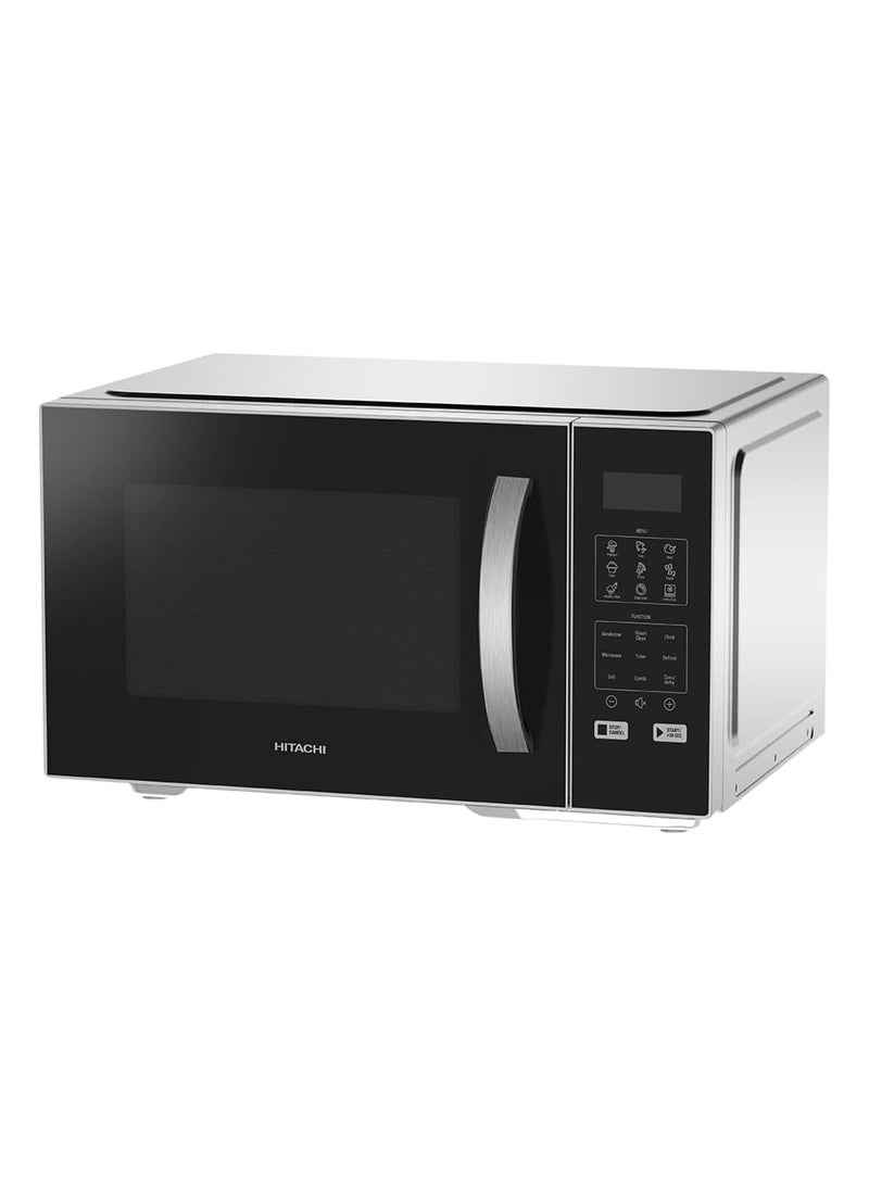 هيتاشي ميكروويف هيتاشي مع قلاية هوائية بتقنية الحمل الحراري 27 لتر، 33 برنامج طهي تلقائي، قلاية هوائية/شواء/خبز/تنظيف بالبخار/إزالة الروائح، تحكم لمسي رقمي LED، فضي وأسود – HMR-DA2713SLBK - Image 2
