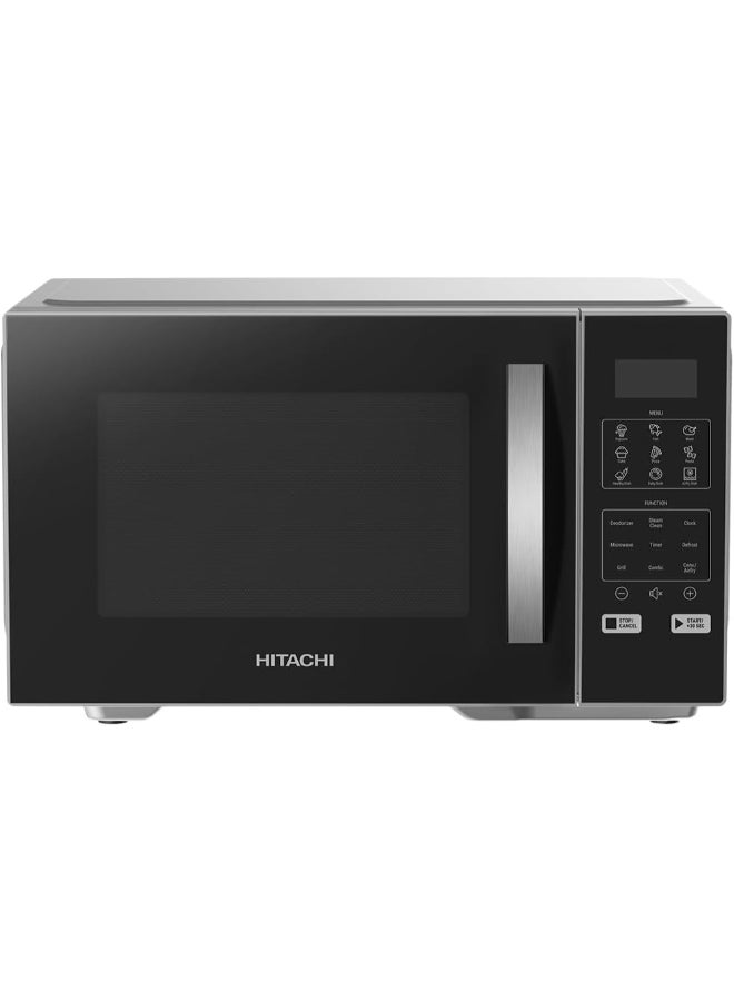 HITACHI Convection Air Fryer Microwave Oven 27L, 33 Auto Cooking Programs, Air Fry/Grill/Bake/Steam Clean/Deodorization, Digital LED Touch Control, Silver Black – HMR-DA2713SLBK 27 L 1450 W HMR-DA2713SLBK Black & Silver - Image 1