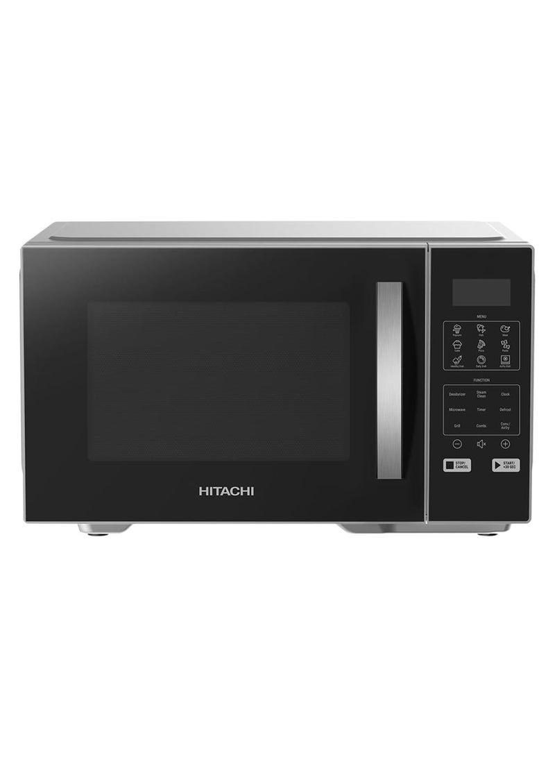 هيتاشي Hitachi Convection Air Fryer Microwave Oven 27L, 33 Auto Cooking Programs, Air Fry/Grill/Bake/Steam Clean/Deodorization, Digital LED Touch Control, Silver Black – HMR-DA2713SLBK 27 L 1450 W HMR-DA2713SLBK Black & Silver - Image 1
