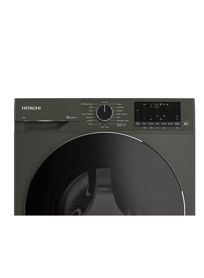 HITACHI Washing Machine 9 kg 1400 rpm Inverter with Steam Gray BD-90YFVEM 9 kg BD-90YFVEM Volcanic Gray - Image 3