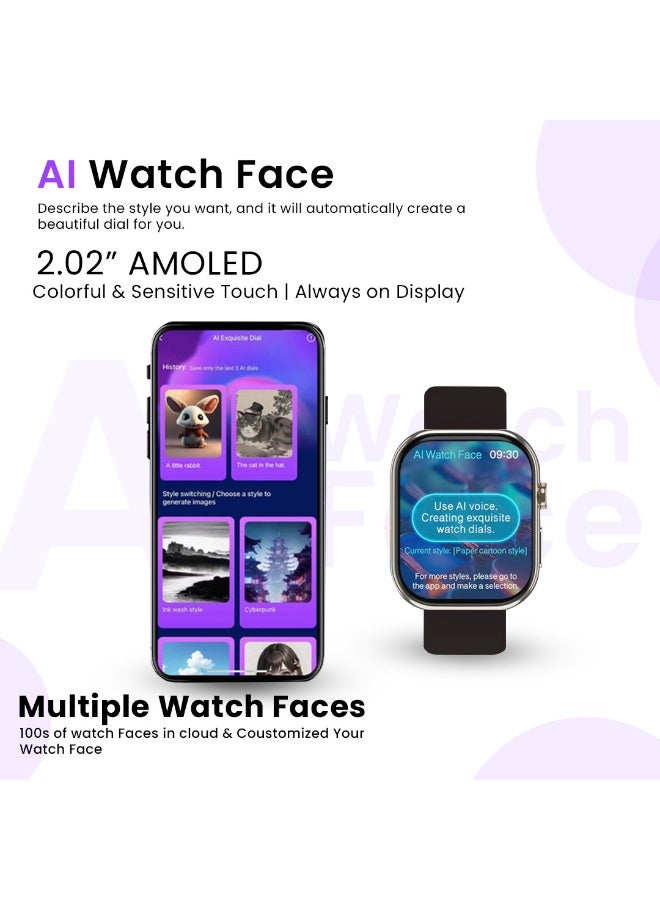 ArmFit 220 mAh AiPro Chat GPT Smart watch For Men  With AMOLED Always On Display Bluetooth Calling Waterproof Fitness Watches For Android iOS - Black - Image 3